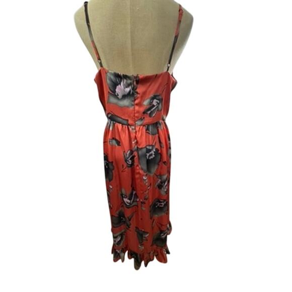 "AVEC LES FILLIES" ORANGE W/BLACK FLORAL SUNDRESS SZ 10 FAIRY BEACH BOHO RUFFLES - Picture 3 of 12